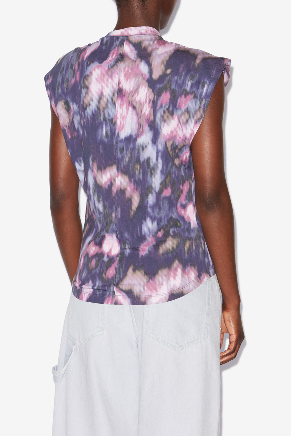 T-shirt asymétrique nayda en coton imprimé - Violet-lilas - Woman - 5