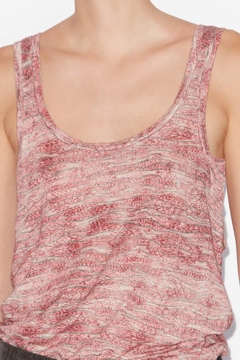 Tanktop thea aus bedrucktem leinen - Rot - Woman - 3