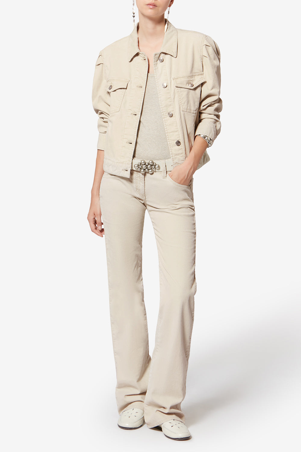 Giacca bolineav in velluto a coste washed - Ecru - Woman