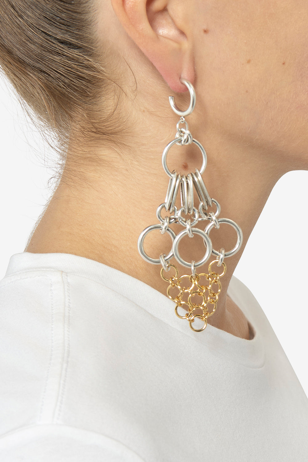 Boucles d'oreille long earrings - Argenté-doré - Woman - 2
