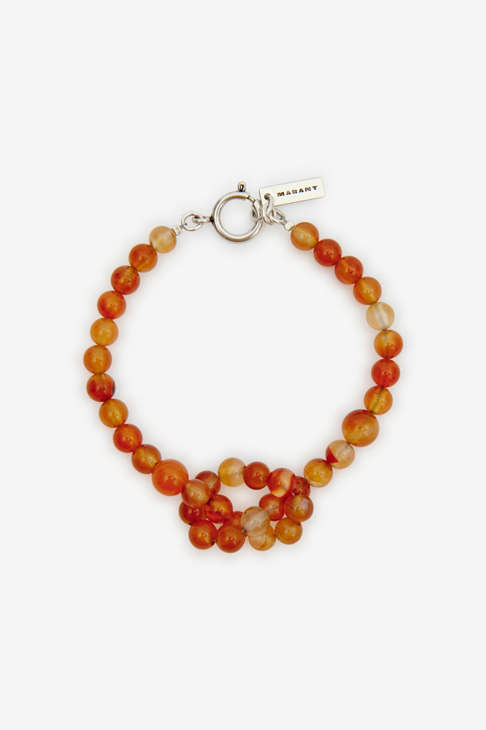 Noah stone bead bracelet - Poppy orange-silver - Man - 1
