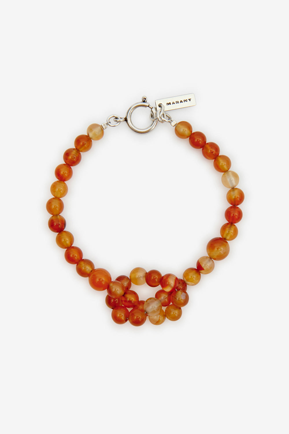 Bracelet perles en pierre noah - Orange coquelicot-argent - Man - 1