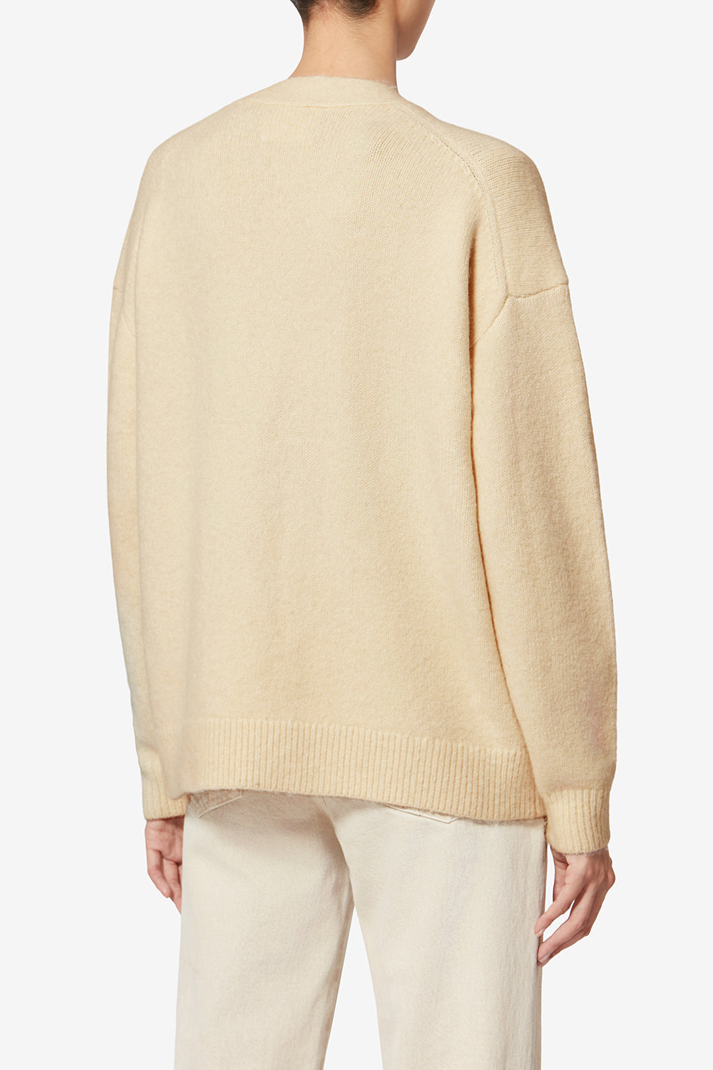 Cardigan logo en alpaga eborah - Écru - Woman - 5