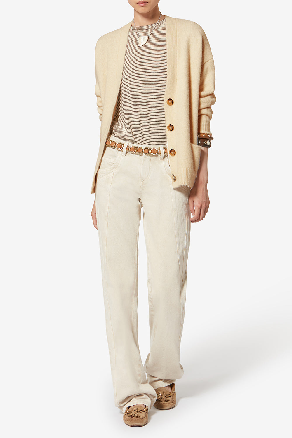 Cardigan logo en alpaga eborah - Écru - Woman - 2