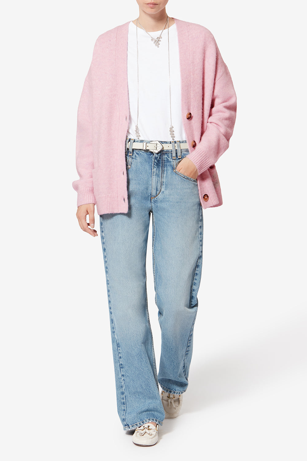 Cardigan logo en alpaga eborah - Mauve - Woman - 2