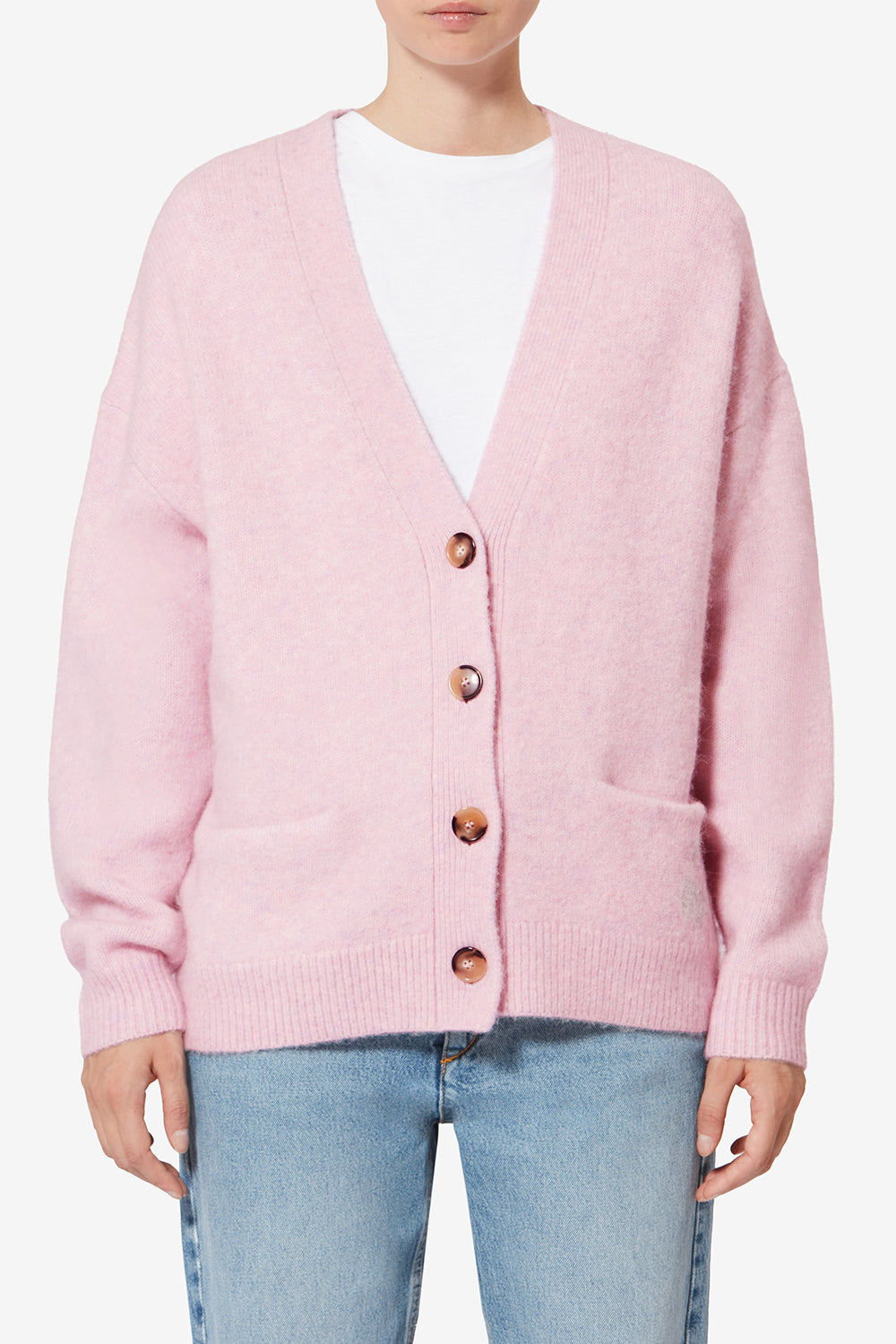 Cardigan logo en alpaga eborah - Mauve - Woman - 4