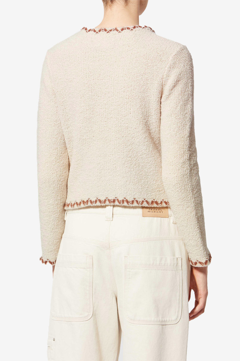 Cardigan rochelle en tweed de laine mérinos - Écru-bronze - Woman - 5