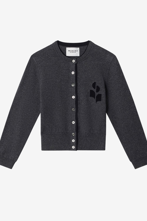 Cardigan bicolore en coton et laine lona - Anthracite-noir - Woman