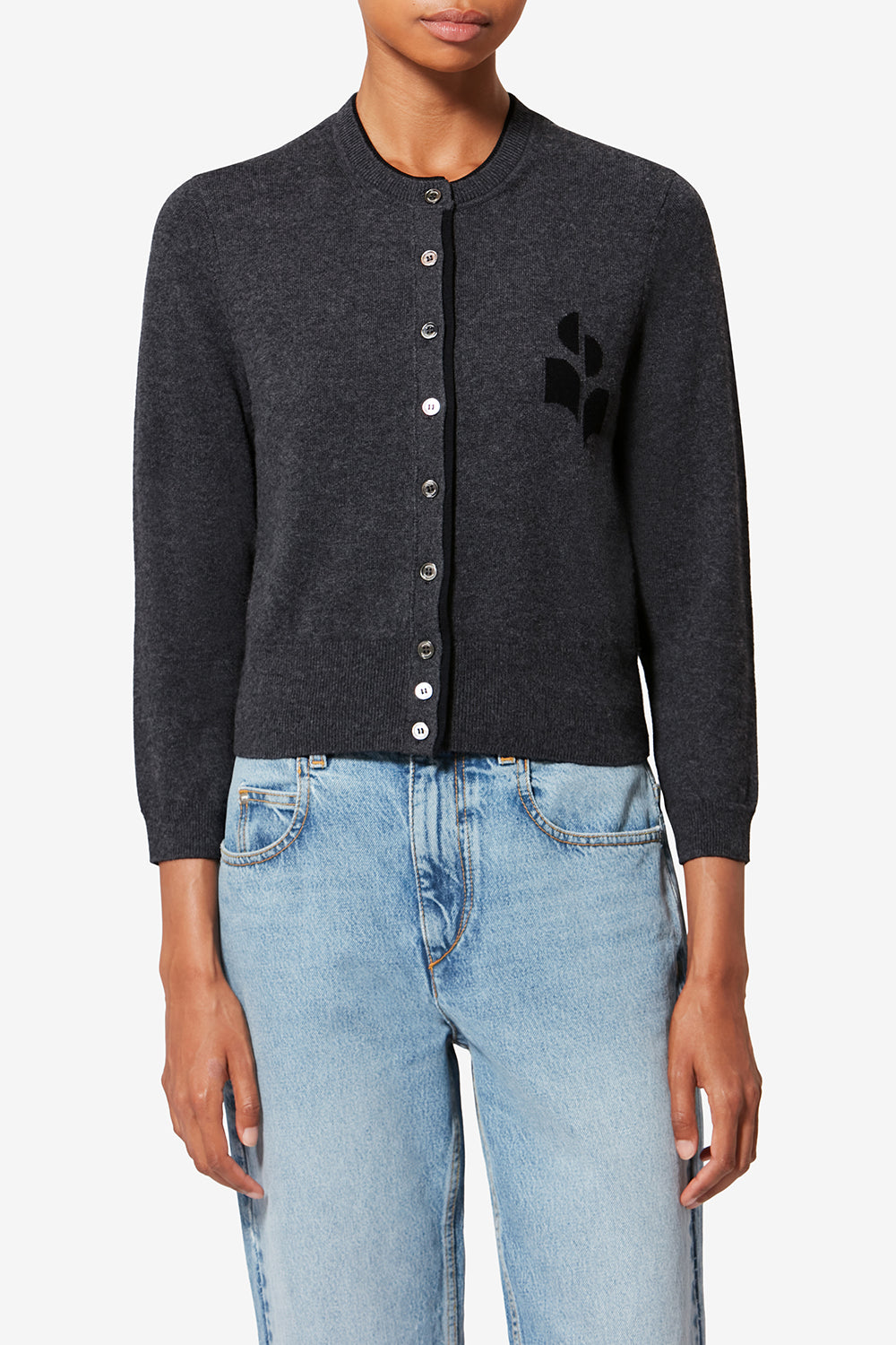 Lona two-toned cotton and wool cardigan - Anthracite-black - Woman - 4