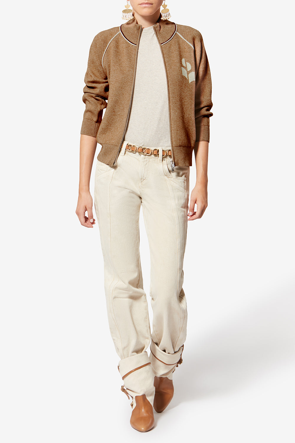 Cardigan sporty logo lanya - Camel-gris clair - Woman - 2