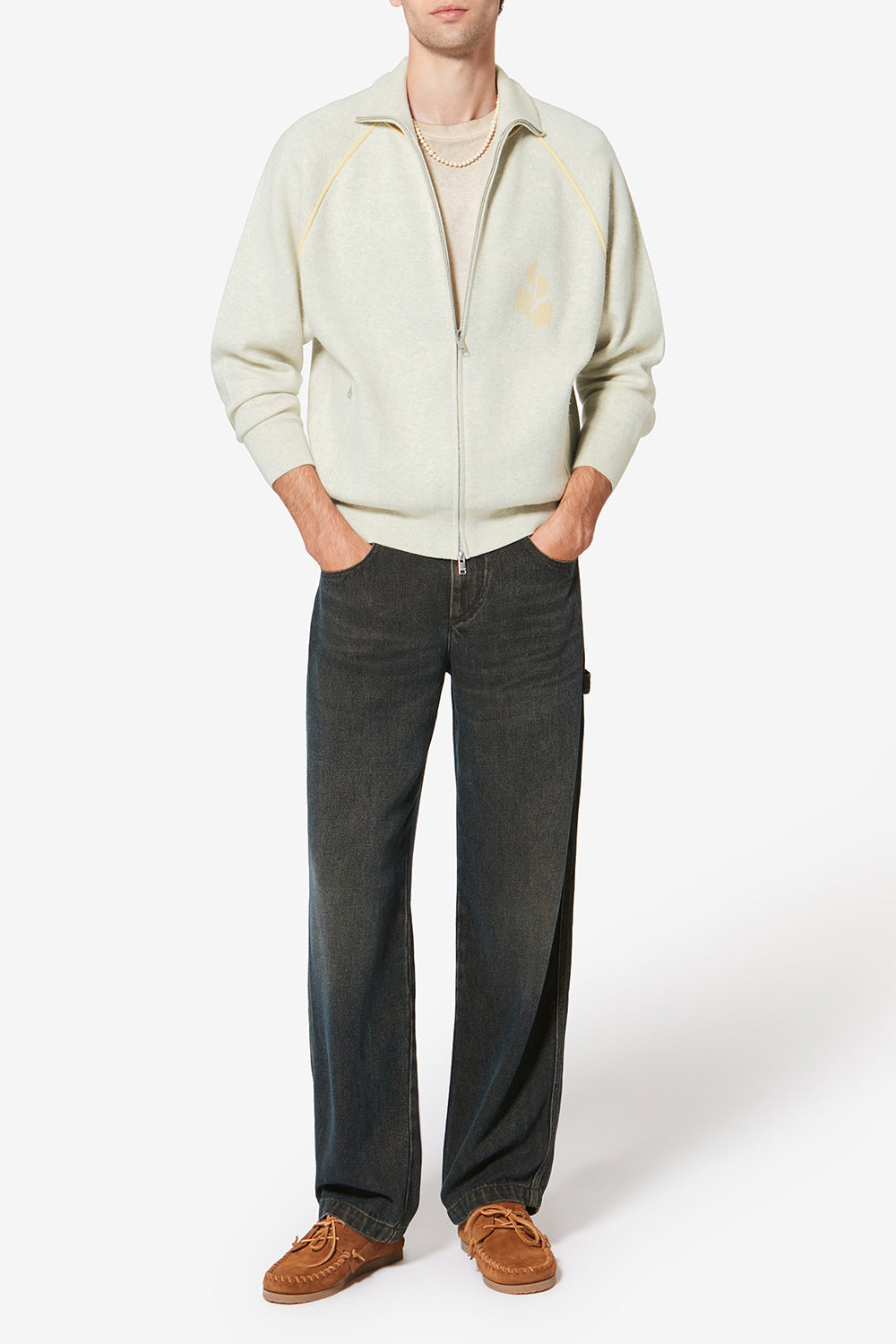 Sergio ニット スポーティカーディガン - Light grey-light yellow - Man - 2