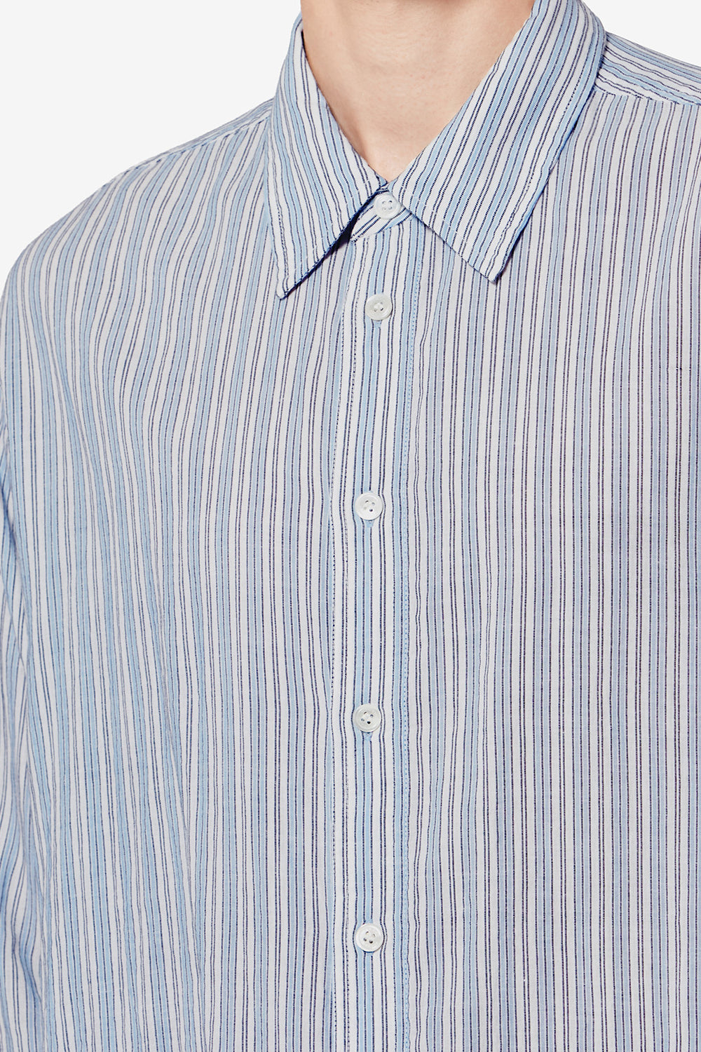 Cybilio striped seersucker shirt - Blue - Man - 3