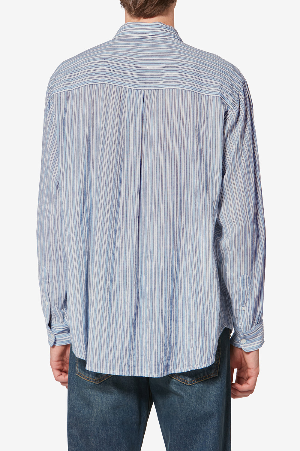 Gestreiftes hemd mit kreppeffekt cybilio - Blau - Man - 5