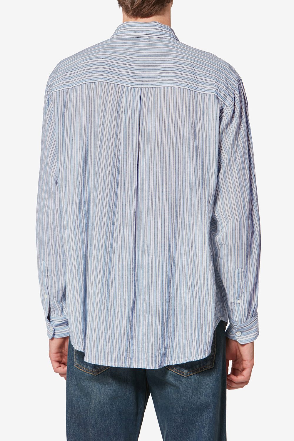 Cybilio striped seersucker shirt - Blue - Man - 5