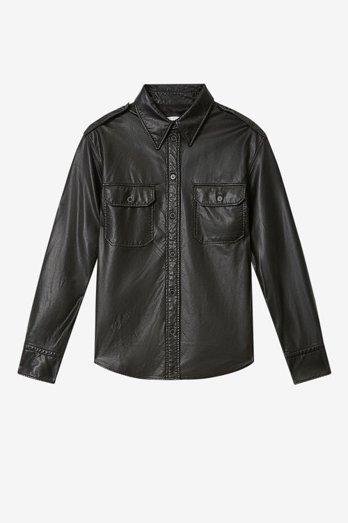 Chemise noee façon cuir souple et fin - Noir - Woman