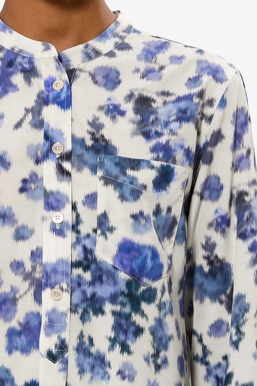 Blouse rusak en soie imprimée de roses - Bleu - Woman - 3