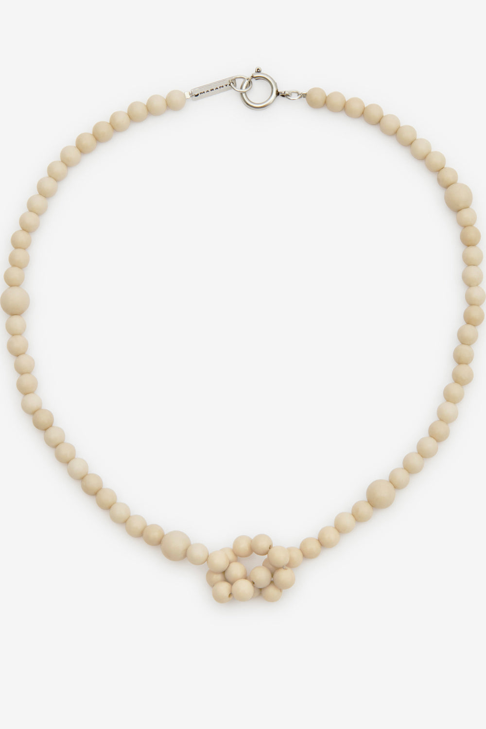 Noah stone bead necklace - Ecru-silver - Man - 1