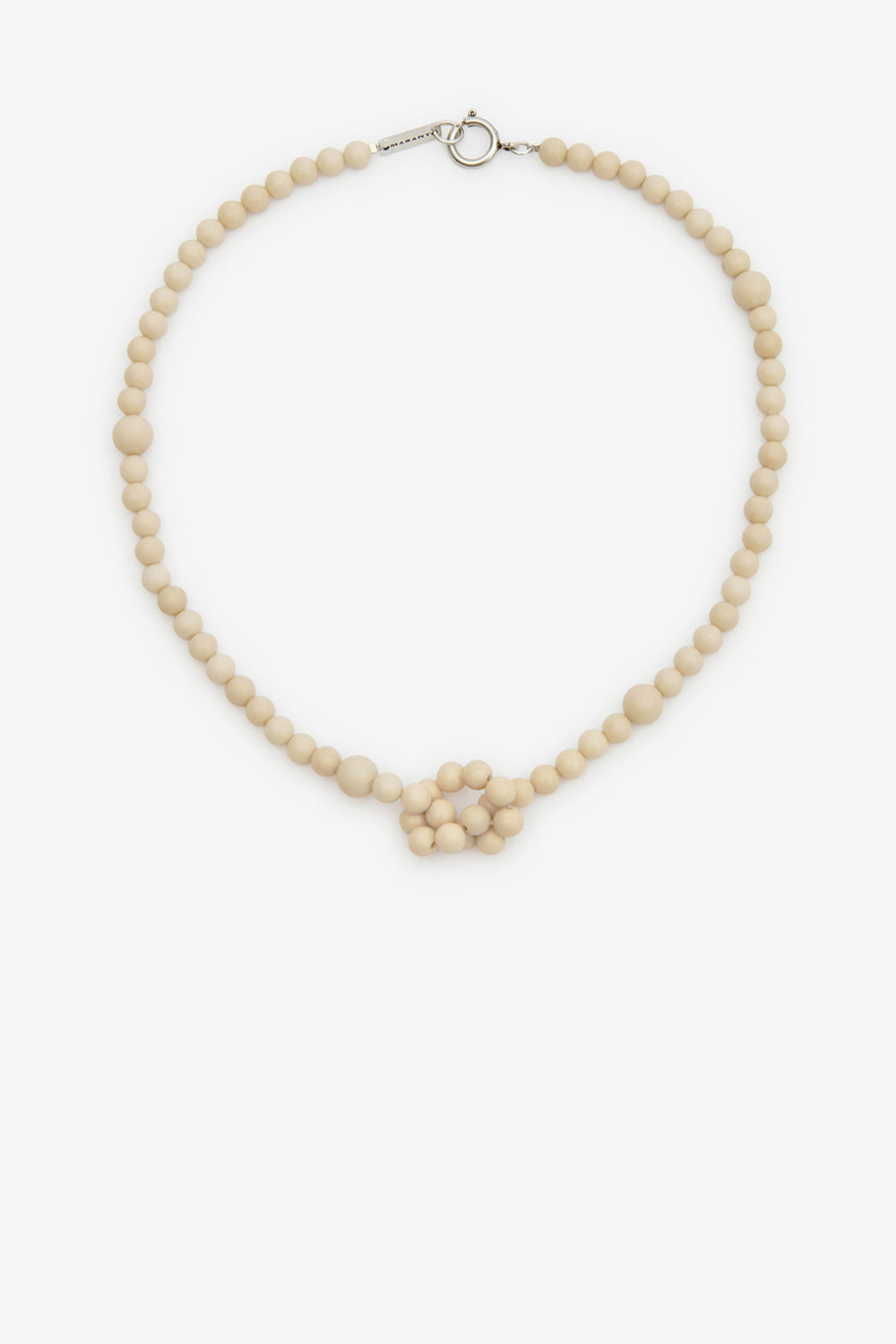 Noah stone bead necklace - Ecru-silver - Man - 1