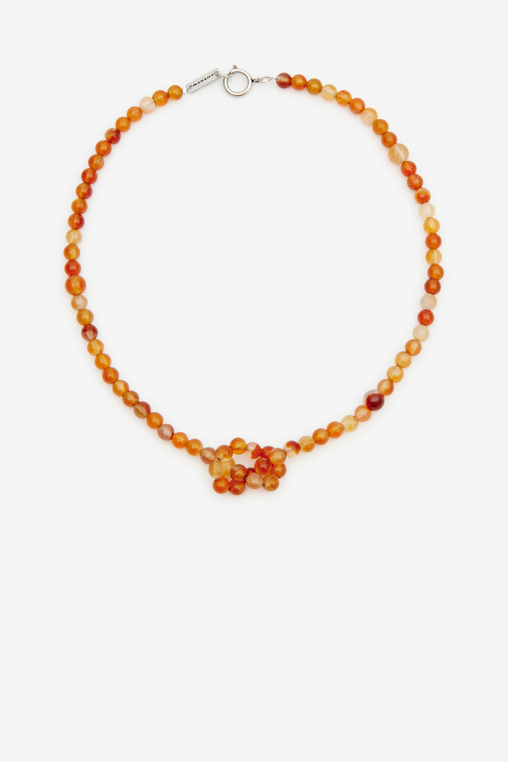 Collier perles en pierre noah - Orange coquelicot-argent - Man - 1