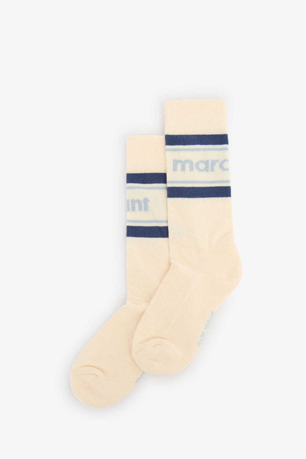 Donna sporty striped mid-calf socks - Ecru and blue - Woman - 1