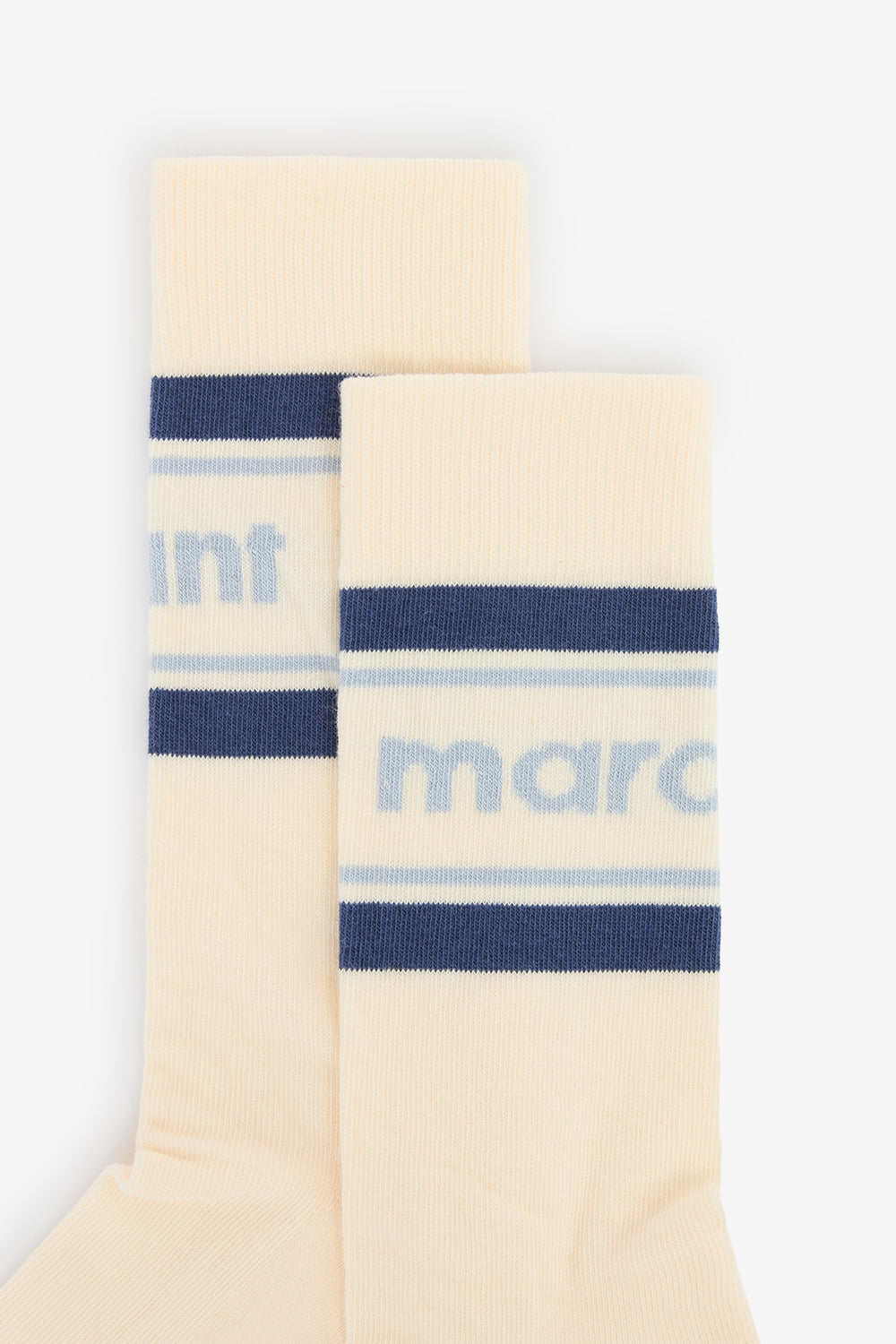 Donna sporty striped mid-calf socks - Ecru and blue - Man - 2