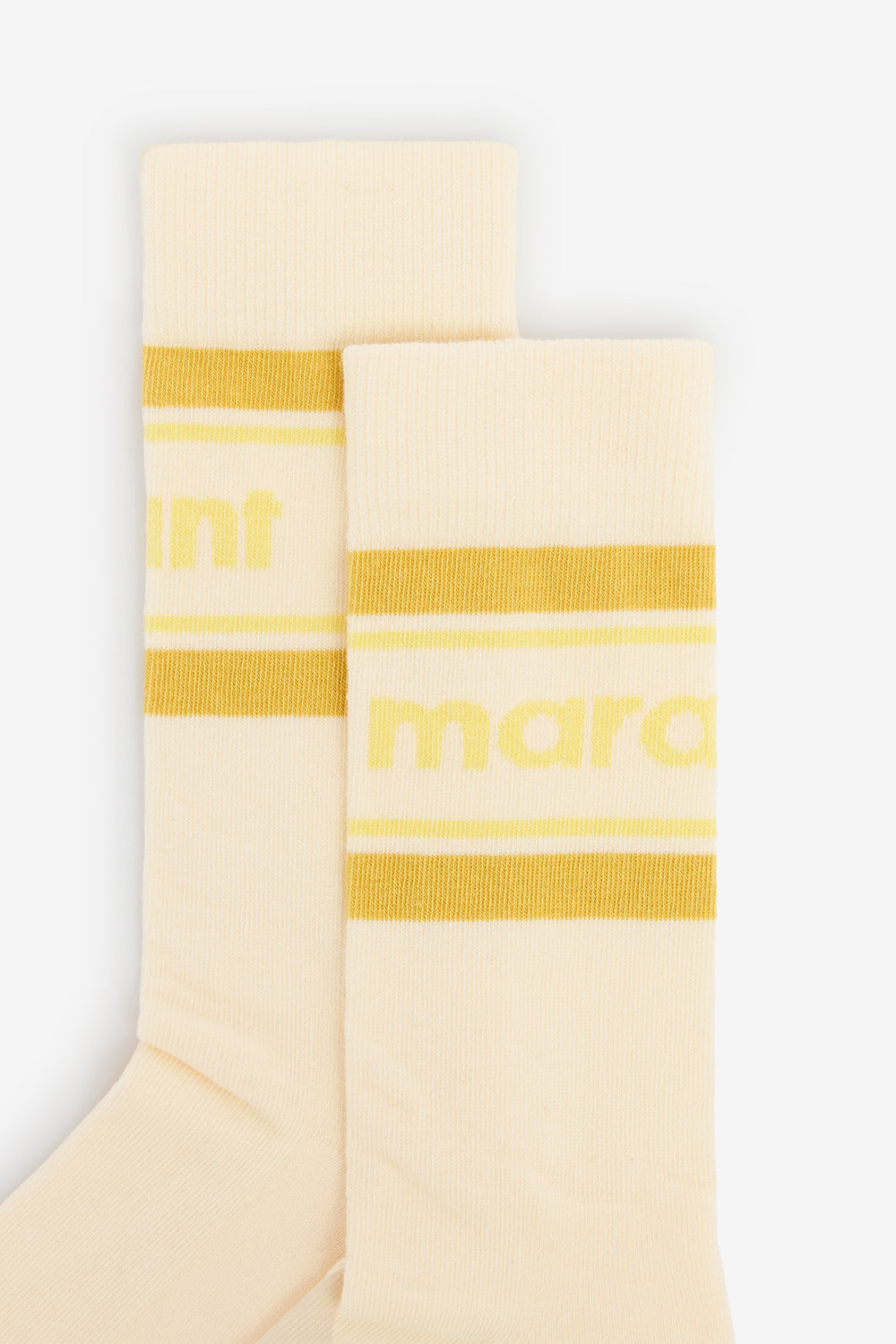Donna sporty striped mid-calf socks - Ecru and yellow - Man - 2