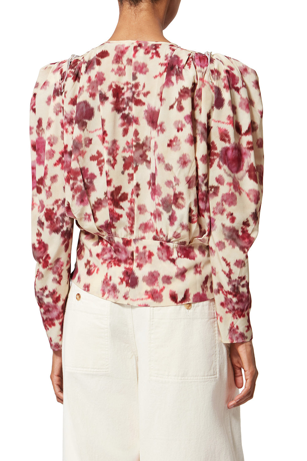 Top court imprimé en soie stretch zarga - Rose - Woman - 5