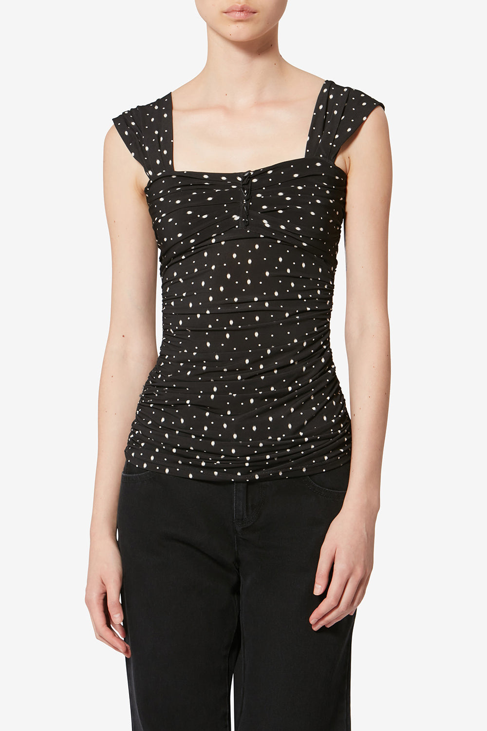 Gemina asymmetrical top - Black and ecru - Woman - 3