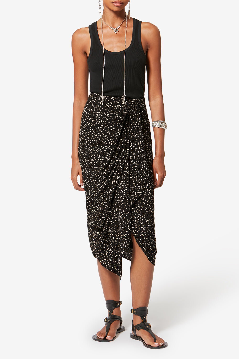 Jupon fluide zaine à imprimé origami - Noir - Woman - 2