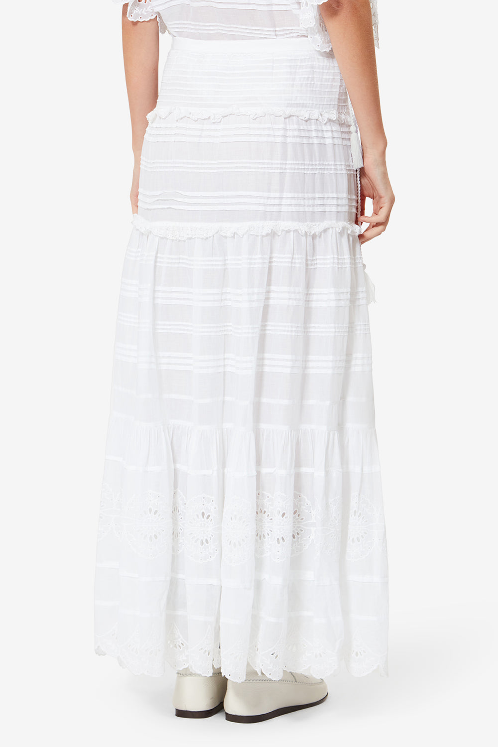 Jupon à volants paoline en coton et dentelle fleurie - Blanc - Woman - 5