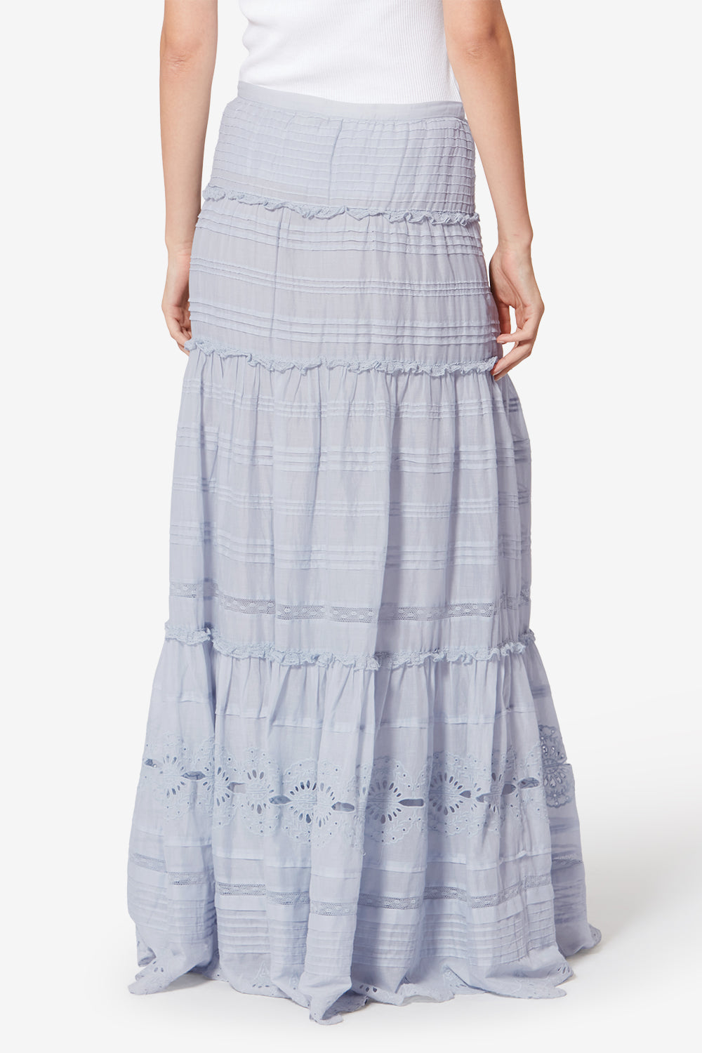 Jupon à volants paoline en coton et dentelle fleurie - Bleu clair - Woman - 5