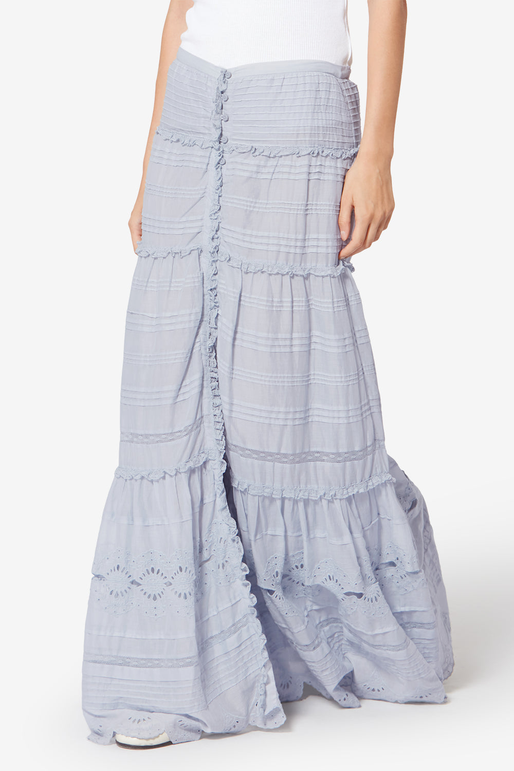 Jupon à volants paoline en coton et dentelle fleurie - Bleu clair - Woman - 4