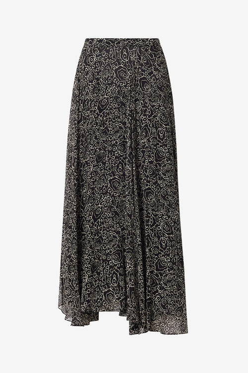 Jupon lycia en mousseline imprimé - Noir et écru - Woman