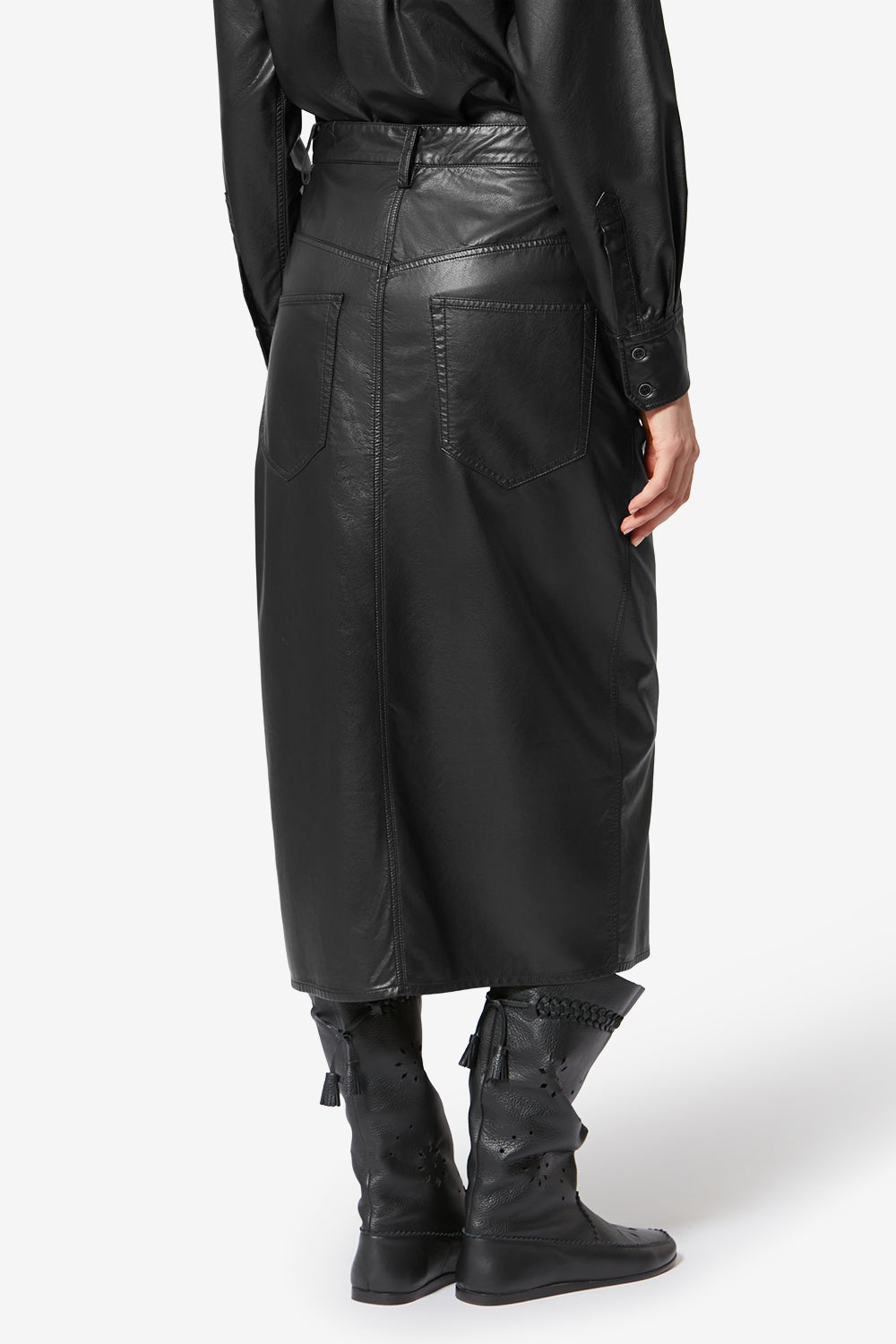 Nelaura fine and soft faux leather pencil skirt - Black - Woman - 5