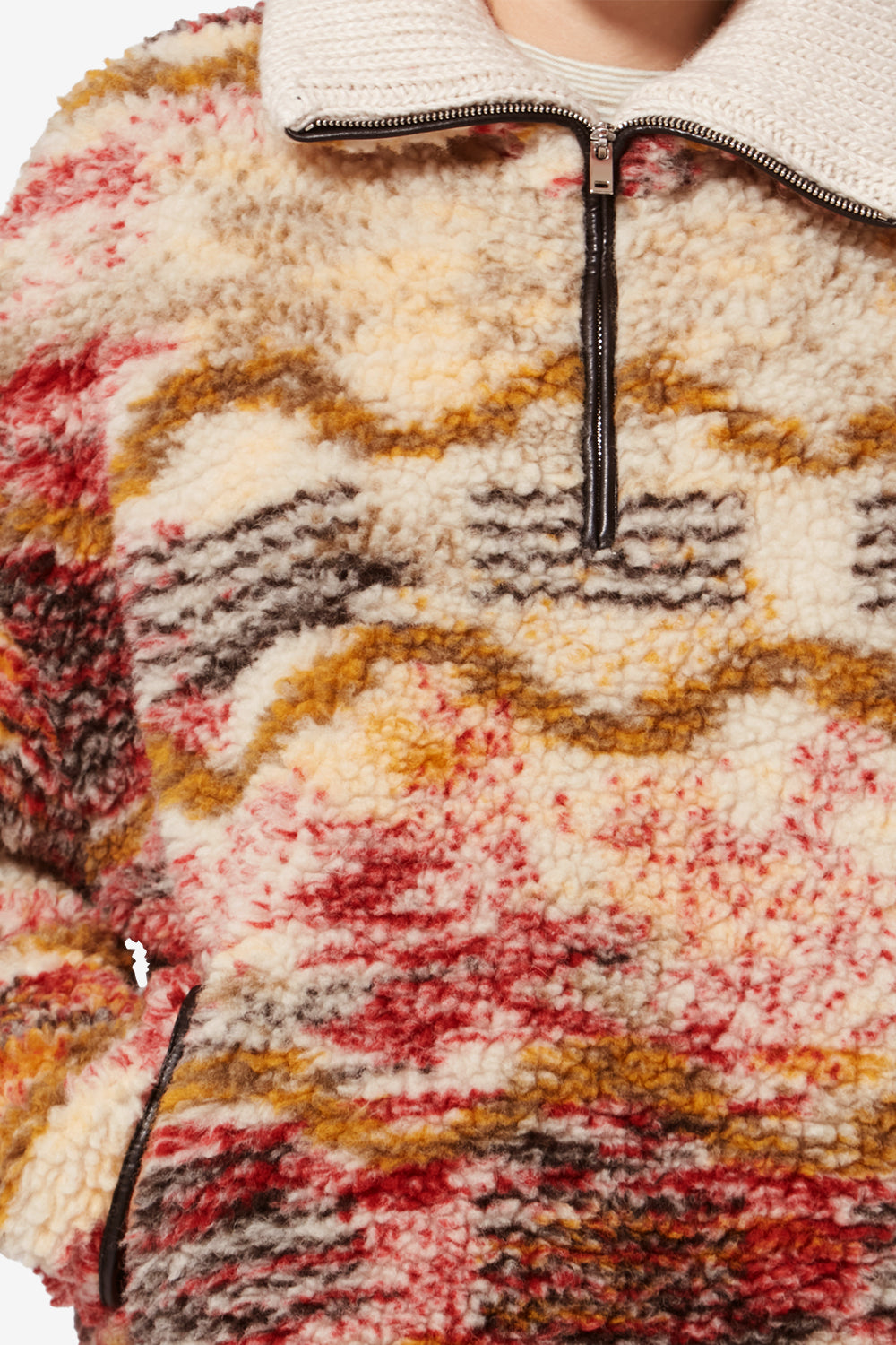 Marner fleece cloud print coat - Ecru-ochre - Woman - 3