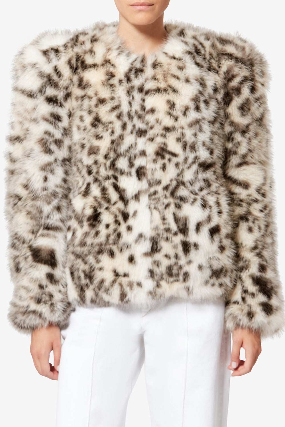 Teddy en fausse fourrure mouchetée bahria - Écru et noir - Woman - 4