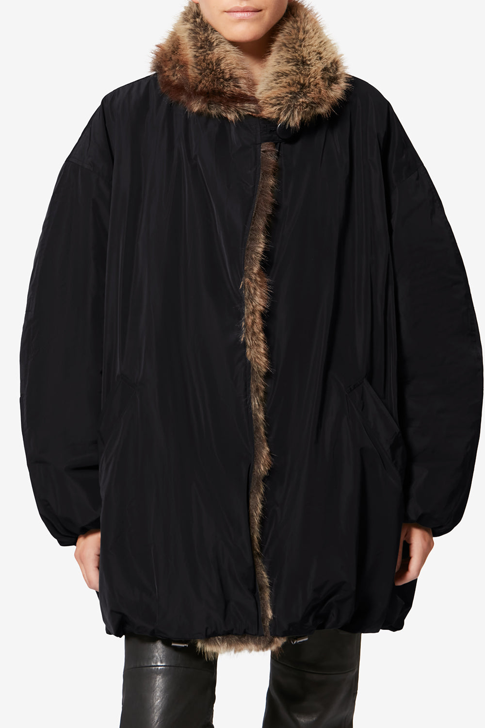 Parka doublée de fausse fourrure cardine - Noir - Woman - 4