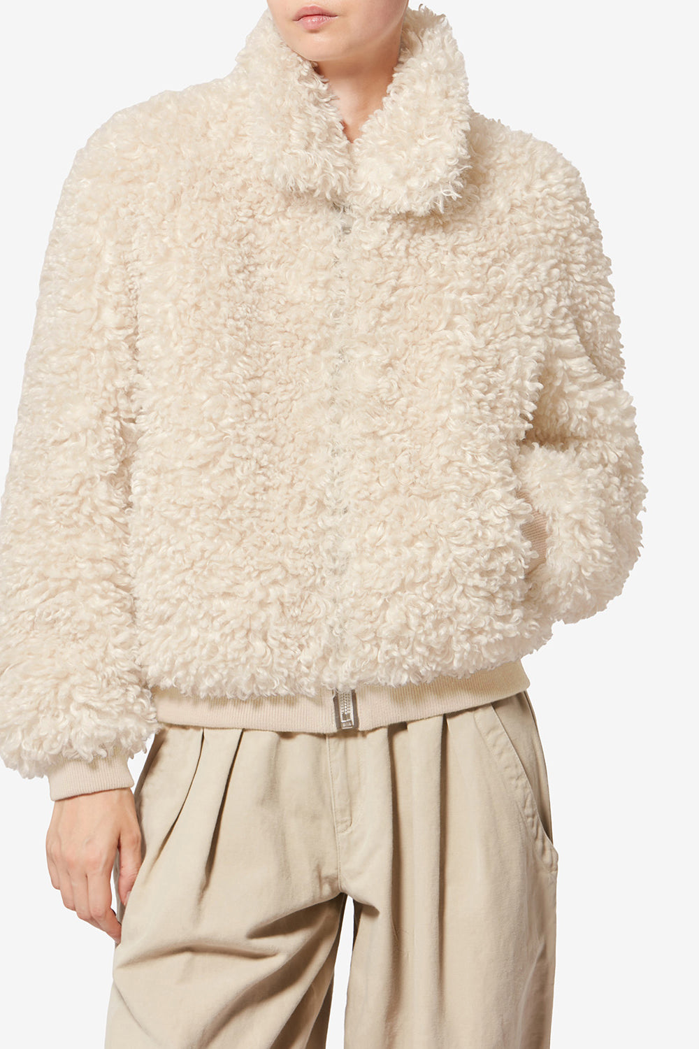 Manteau court en fausse fourrure curly tayma - Écru - Woman - 4