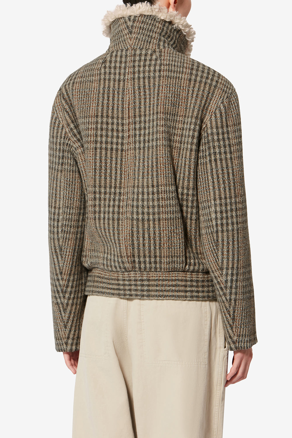 Manteau court fadia en laine vierge prince-de-galles - Beige - Woman - 5