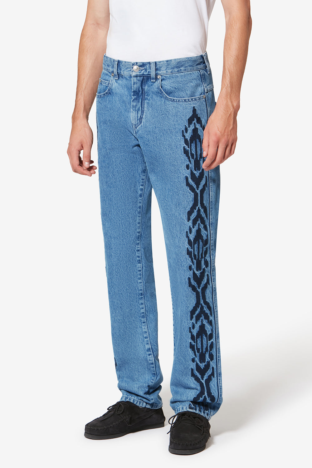 Pantalón vaquero con 5 bolsillos de denim bordado lewis - Azul - Man - 4