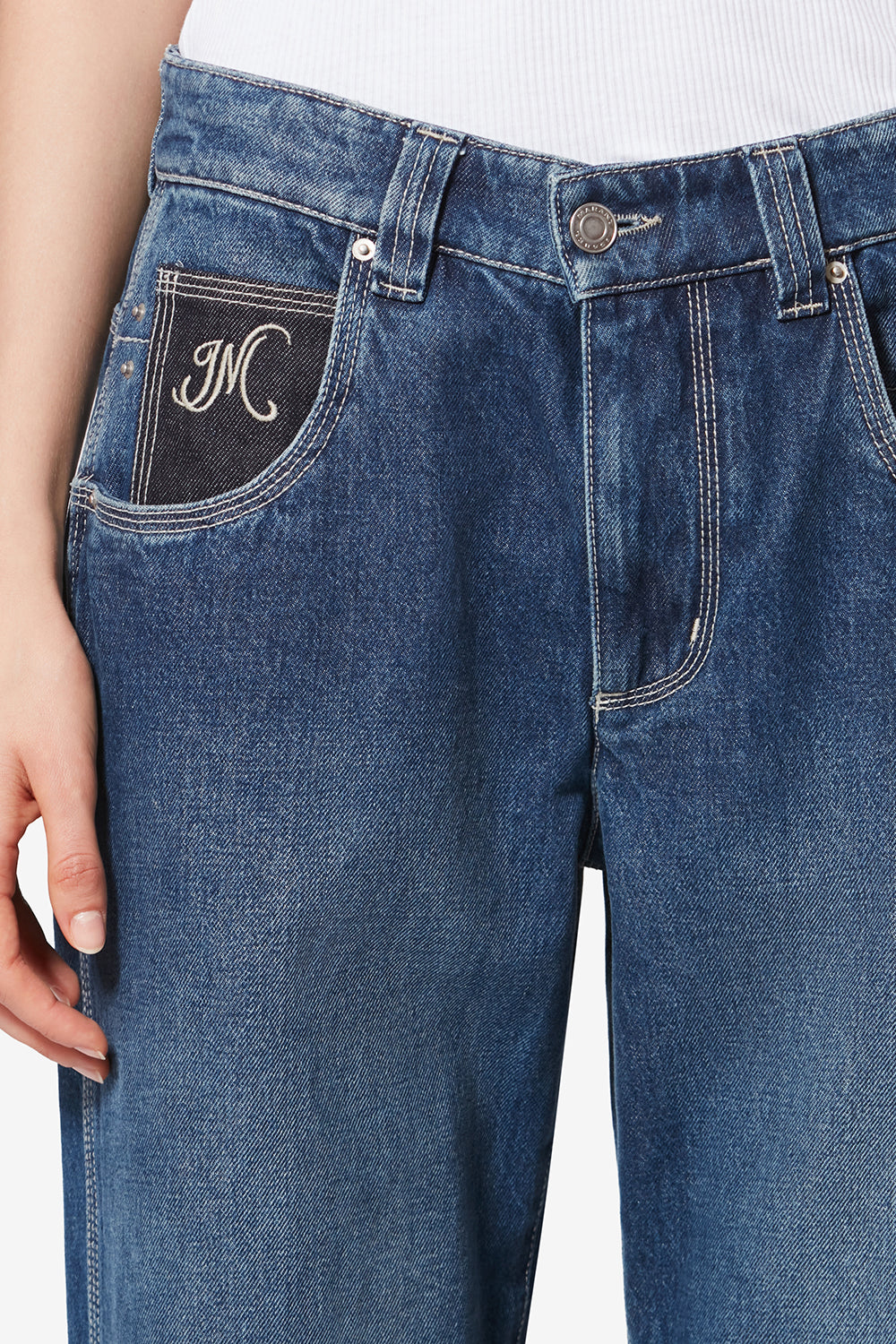 Jeyda topstitched denim jeans - Blue - Woman - 3