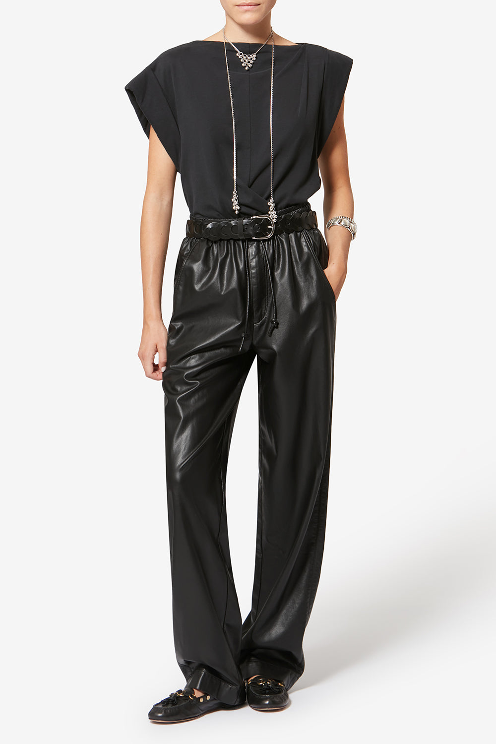 Pantalon nereane façon cuir souple et fin - Noir - Woman - 2