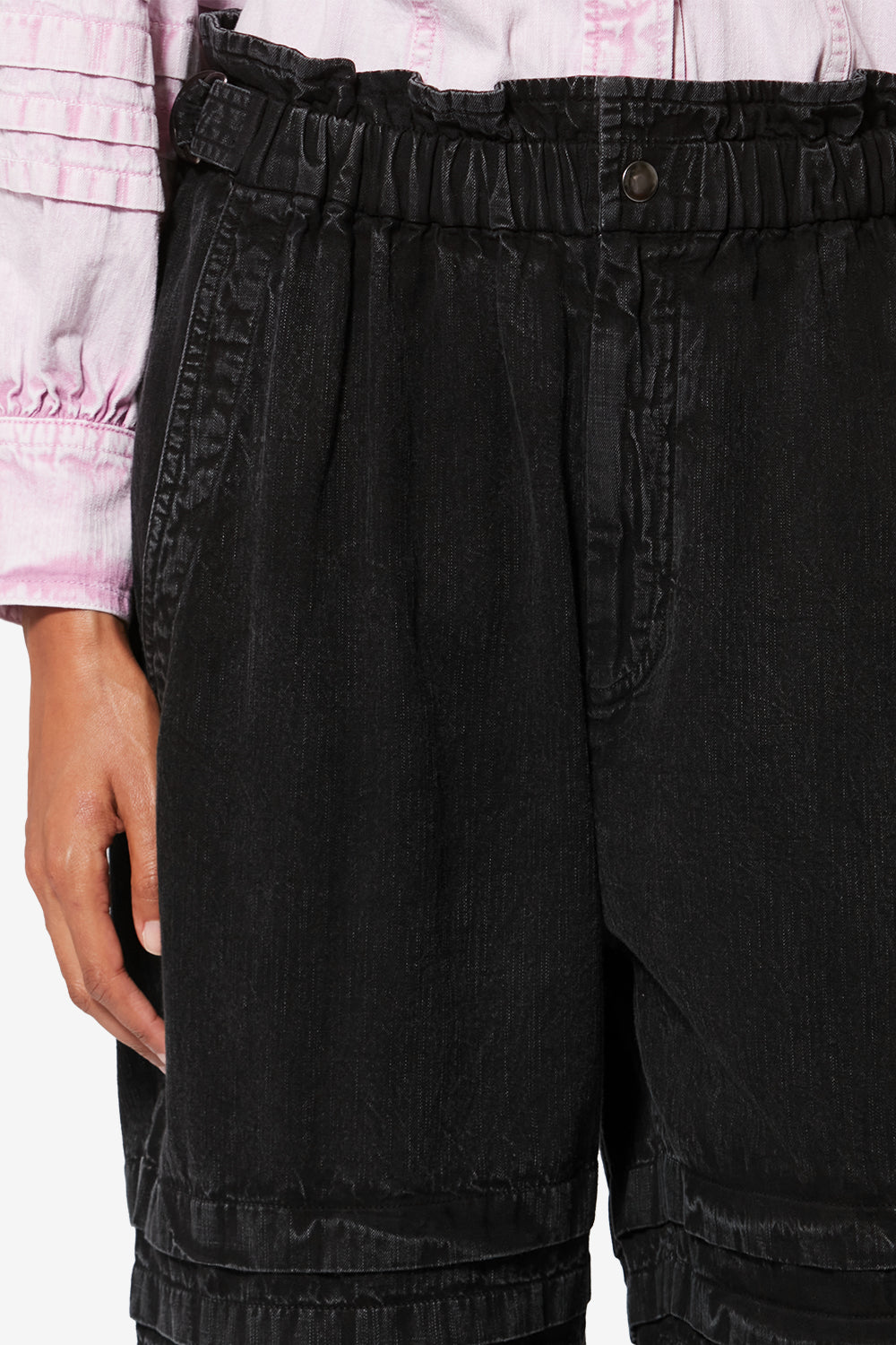 Mellya faded chambray carrot pants - Black - Woman - 3