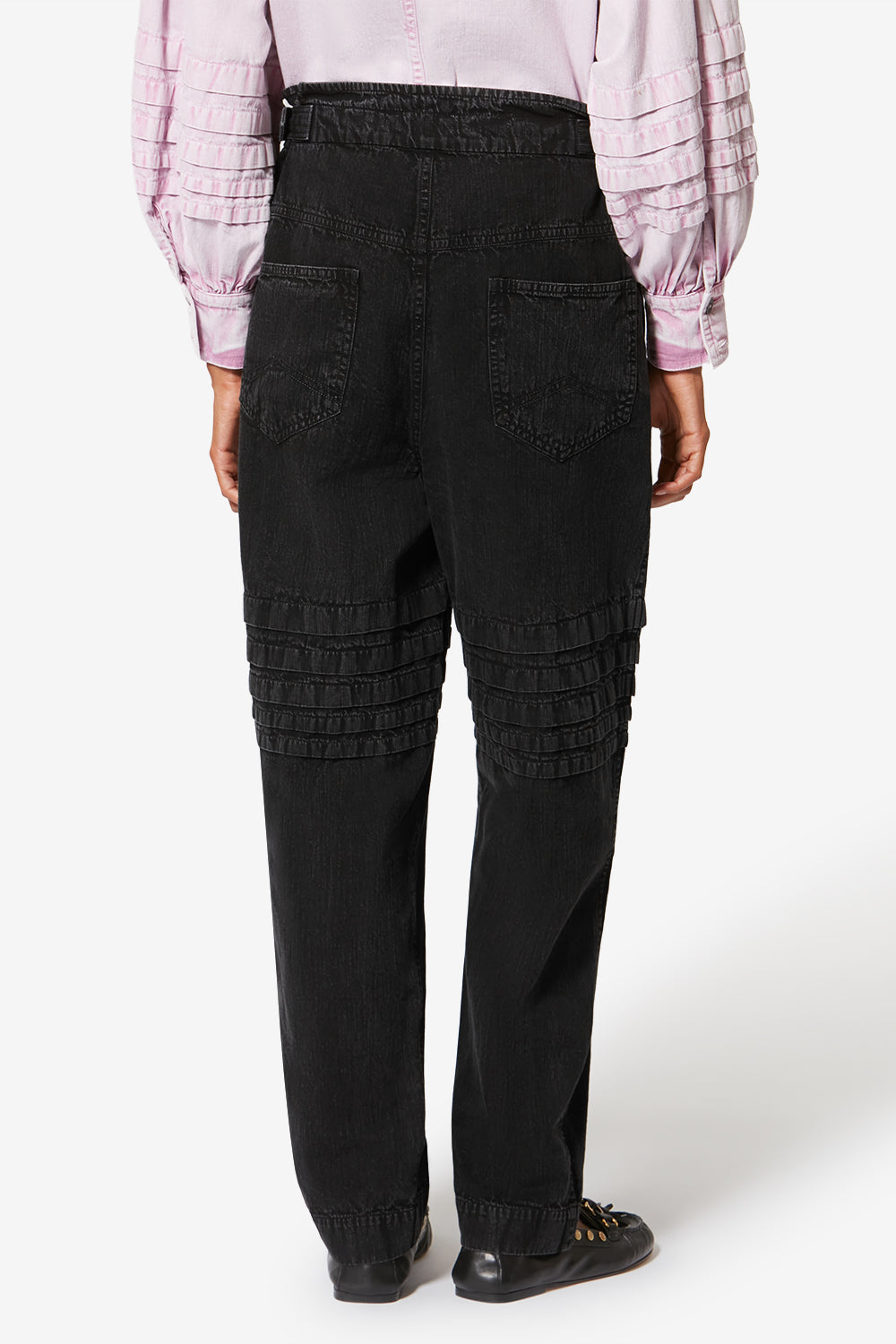 Mellya faded chambray carrot pants - Black - Woman - 5