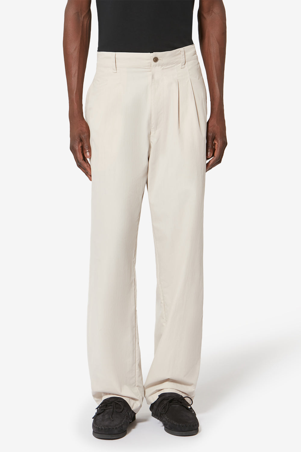 Yostin pleated relaxed fit cotton pants - Ecru - Man - 3