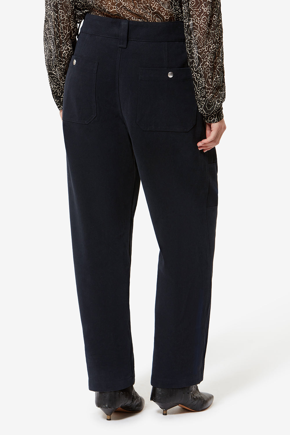 Pantalon large opalyna en toile de coton sergé - Noir délavé - Woman - 5