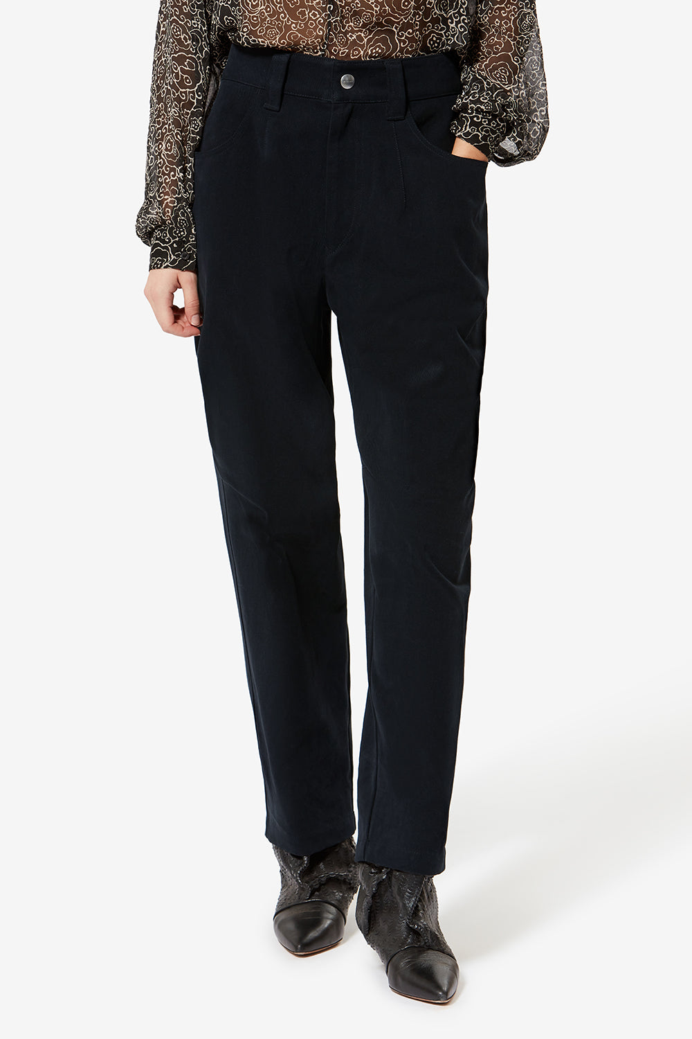 Pantalon large opalyna en toile de coton sergé - Noir délavé - Woman - 4