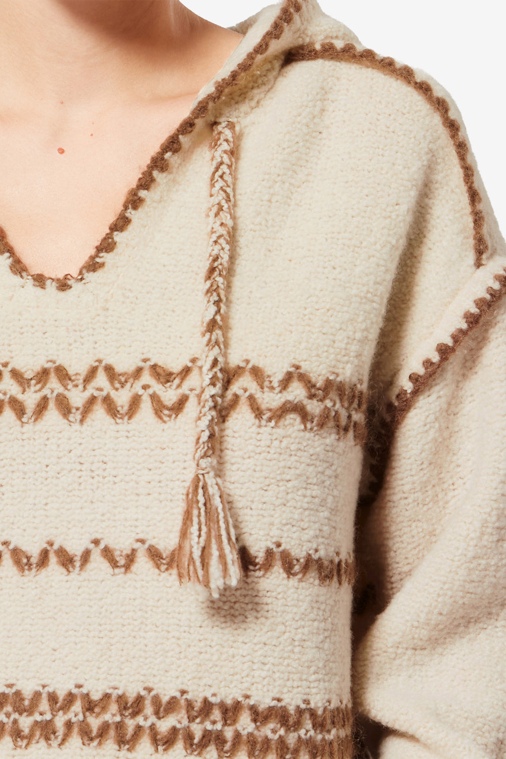 Pull à capuche romera en tweed de laine mérinos - Écru-bronze - Woman - 3