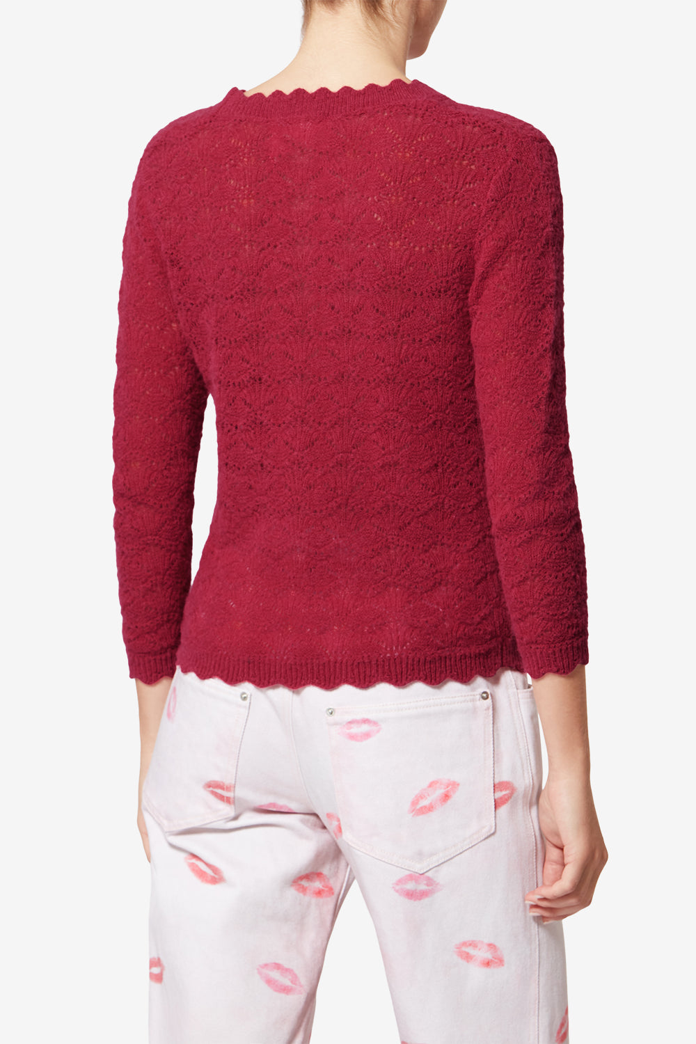 Pull en dentelle d'alpaga leonette - Fuchsia - Woman - 5