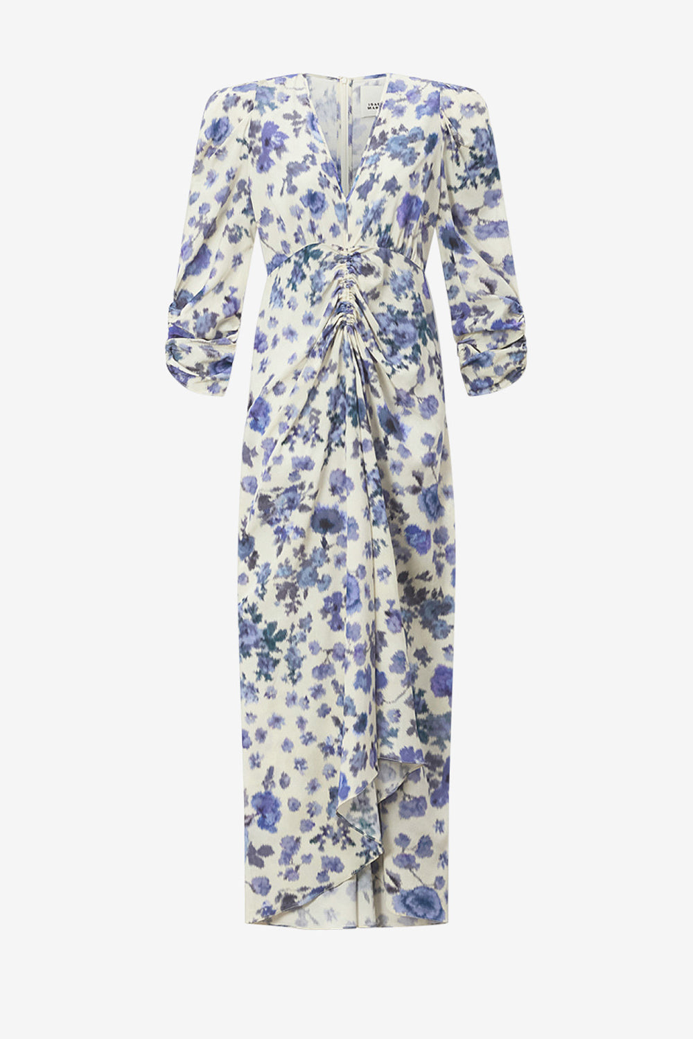 Albini long printed stretch silk dress - Blue - Woman - 1